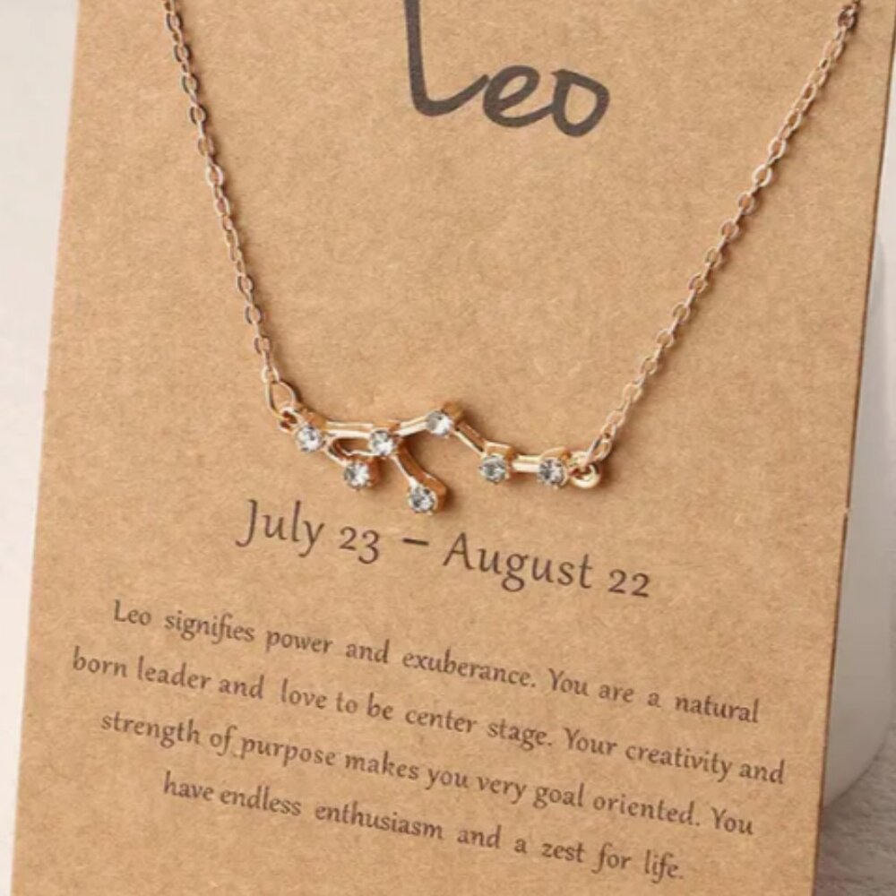 Leo Zodiac Pendant Necklace Gold Plated Stainless Steel - Gold